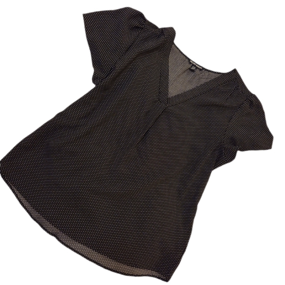 Hillary Radley Trending Black And White Polka Dot V-Neck Women's Top Office Wear